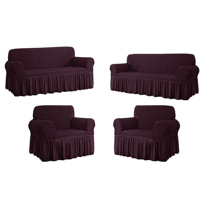 SMTE 4 Piece High Elastic Universal Sofa covers - Maroon with keychain