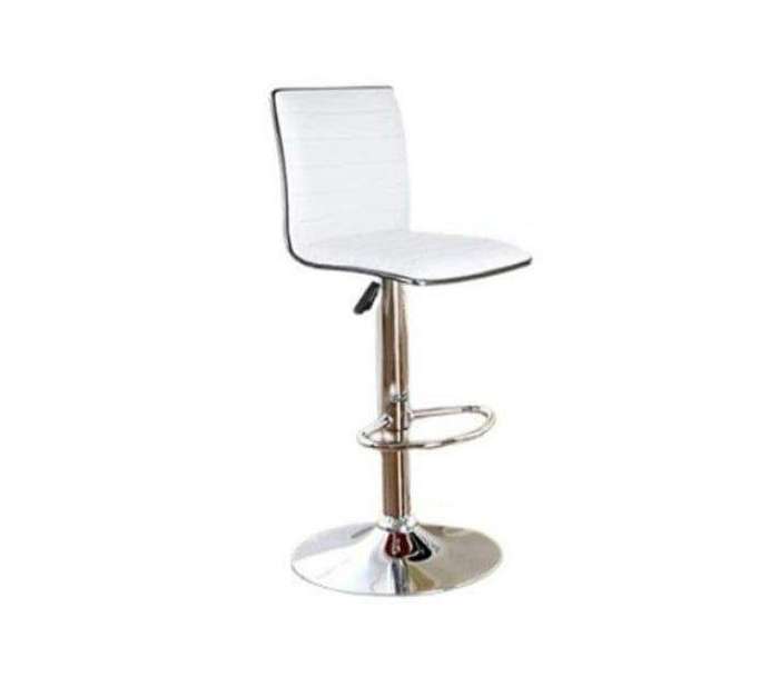 SMTE Elegant High-Back Barstools With Swivel and Footrest - White with keychain