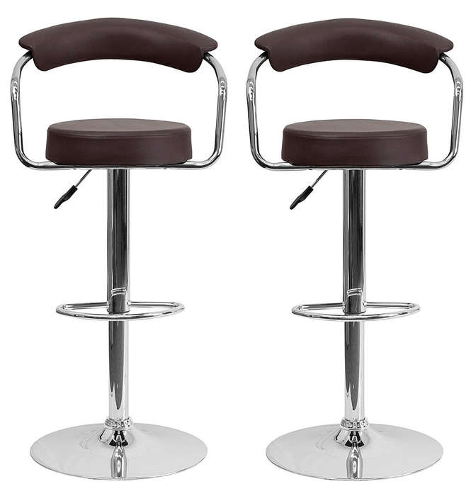 SMTE Adjustable Chrome Base Bar Stools - 2 Piece with keychain