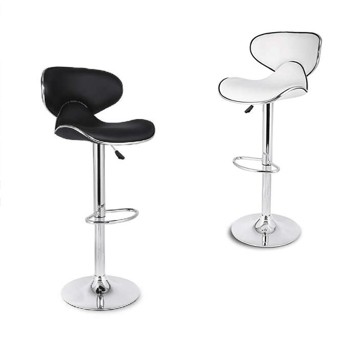 SMTE Stylish Chrome Base Butterfly Style Bar Stools - Set of 2 with keychain