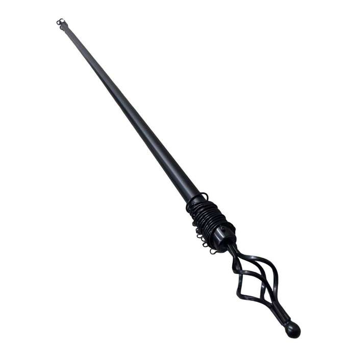 SMTE Black Expandable Curtain Single Rod with Twisted Cage Finial - 4m with keychain
