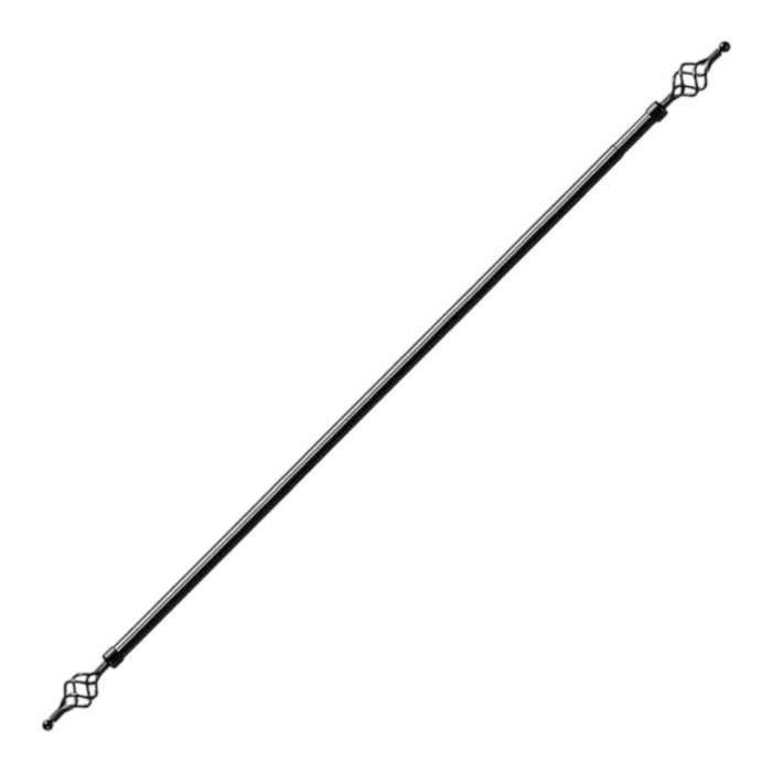 SMTE Charcoal Expandable Single Curtain Rod with Twisted Cage Finial - 3m with keychain