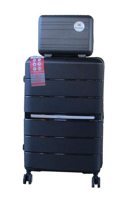 SMTE Unbreakable Travel Luggage 2 Piece Suitcases Spinner - 22" - Black with keychain