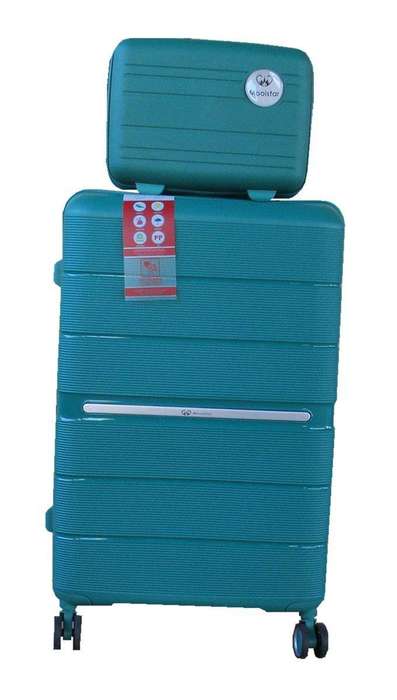 SMTE Unbreakable Travel Luggage 2 Piece Suitcases Spinner - 28" - Coral Blue with keychain