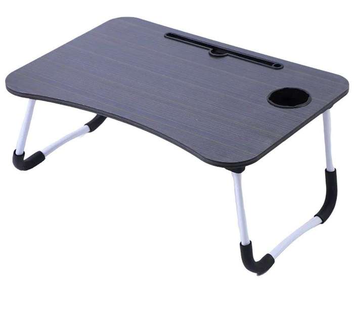 SMTE All-purpose Foldable Table Laptop Desk Bed Tray Black with keychain