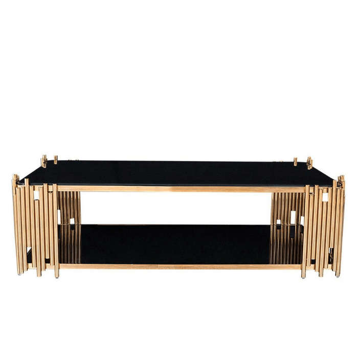 SMTE Modern Gold Finish Coffee Table with keychain
