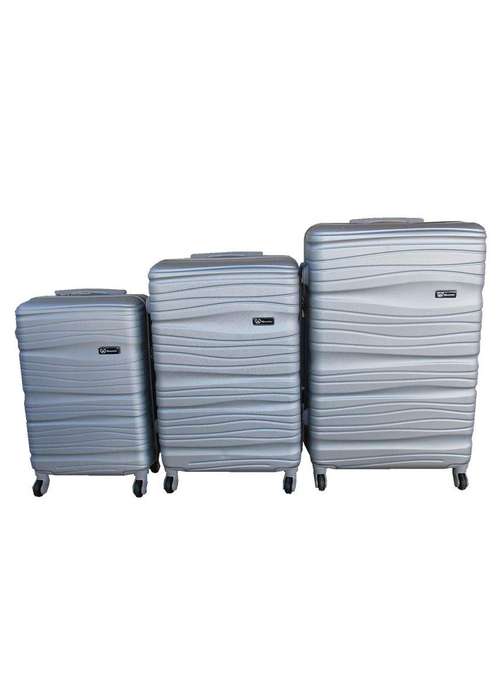 SMTE 3 Piece Travel 30" Luggage Suitcase Bag Set-Stylish -Silver with keychain