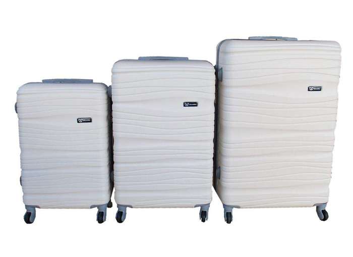 SMTE 3-Piece Travel 30-Inch Luggage Suitcase Bag Set - Stylish - Cream White with keychain