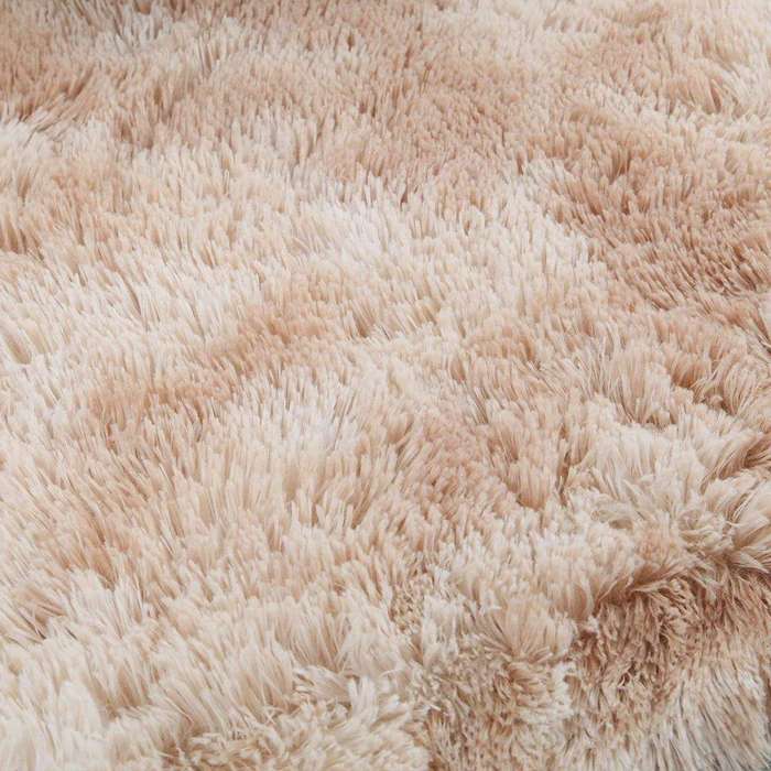 SMTE Light Fluffy Shaggy Rug/Carpet - Biege&Brown with keychain