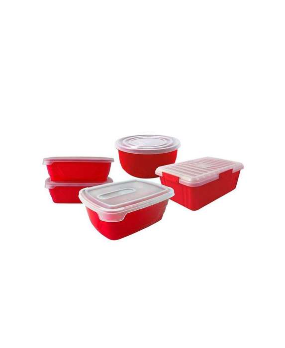 SMTE 5 Pieces Lunch Box Set - HB - Red with keychain