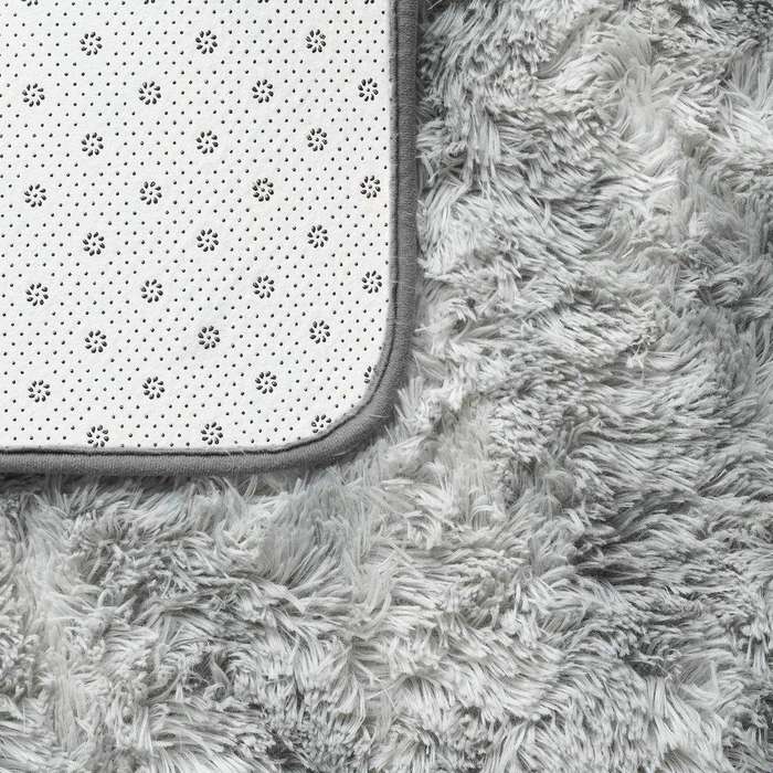 SMTE Light Fluffy Shaggy Rug/Carpet - Grey&White with keychain