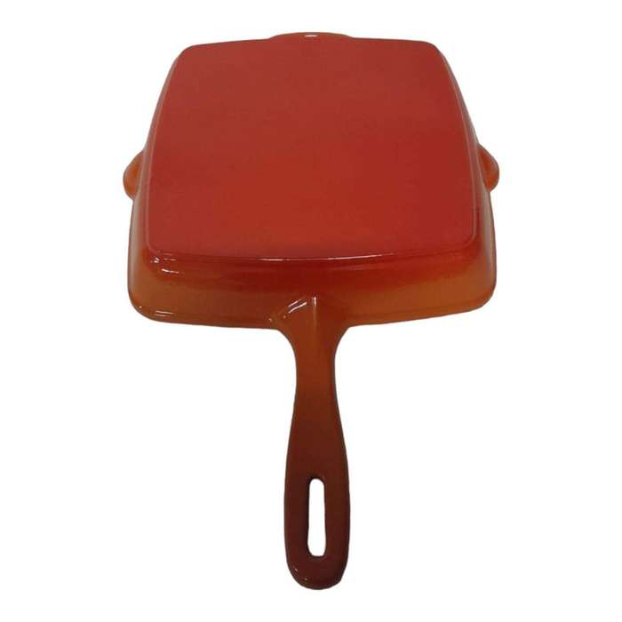 SMTE Stunning Cast-iron Grill Pan - Orange with keychain