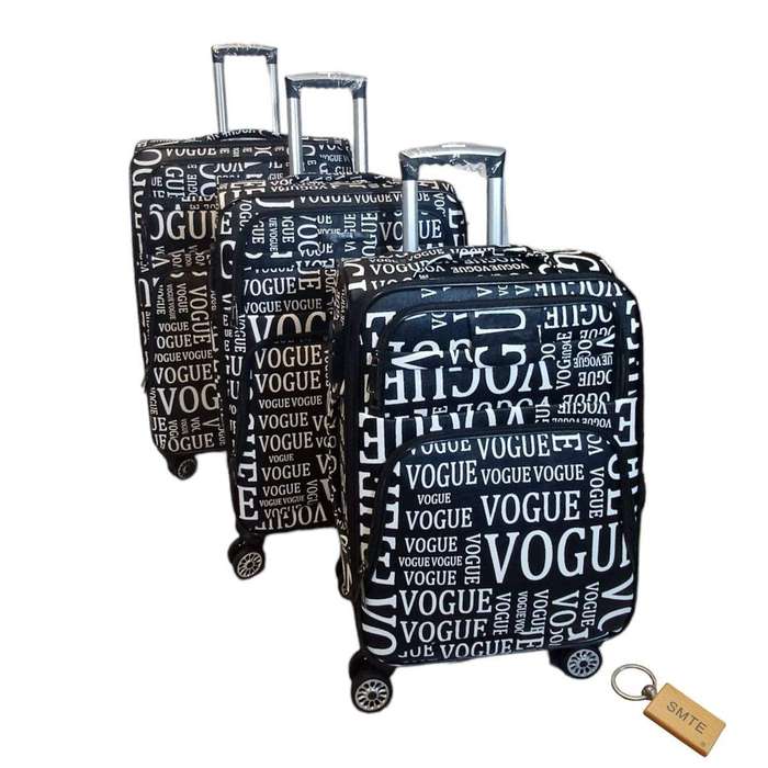 SMTE Leather 3-Piece Suitcase Set: Elevate Your Travel in Style +Smte Keyring with keychain