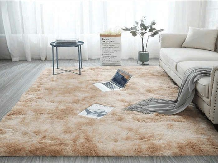 SMTE Fluffy Rug/Carpet Light Brown with keychain