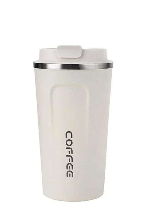 SMTE 380 ml Stainless Steel Vacuum Travel Coffee Mug - White with keychain