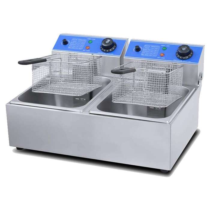 SMTE 6L + 6L  Stainless Steel Double Tank Electric Fryer with keychain