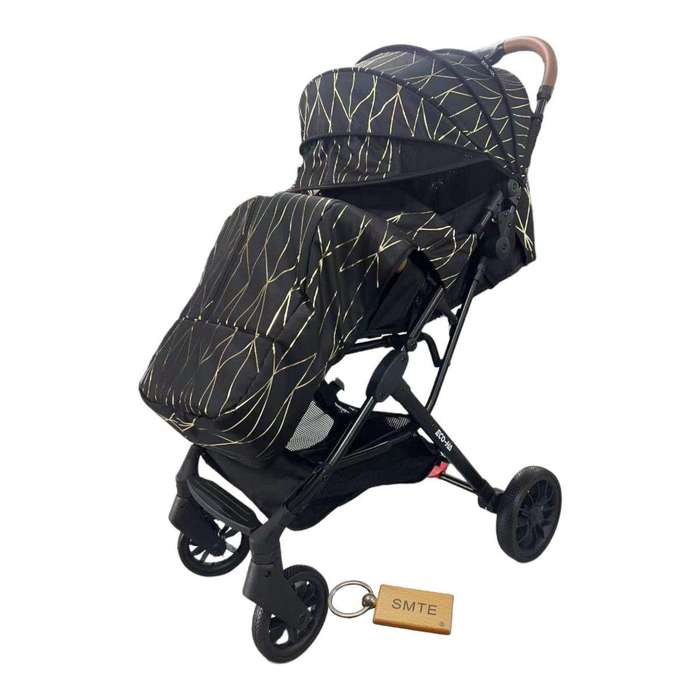 Smte-Travel System Baby Stroller Jogger Pram With SMTE Keychain - Black with Silver