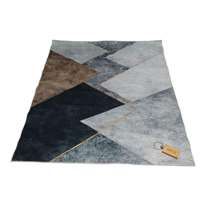 SMTE 200cm by 150cm - Modern 3D Geometric Design Area Rug A30 With SMTE keyring with keychain