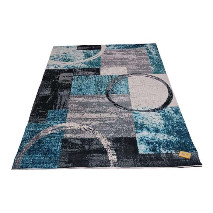 SMTE 200cm by 150cm - Modern 3D Geometric Design Area Rug A76 With SMTE Keyring with keychain