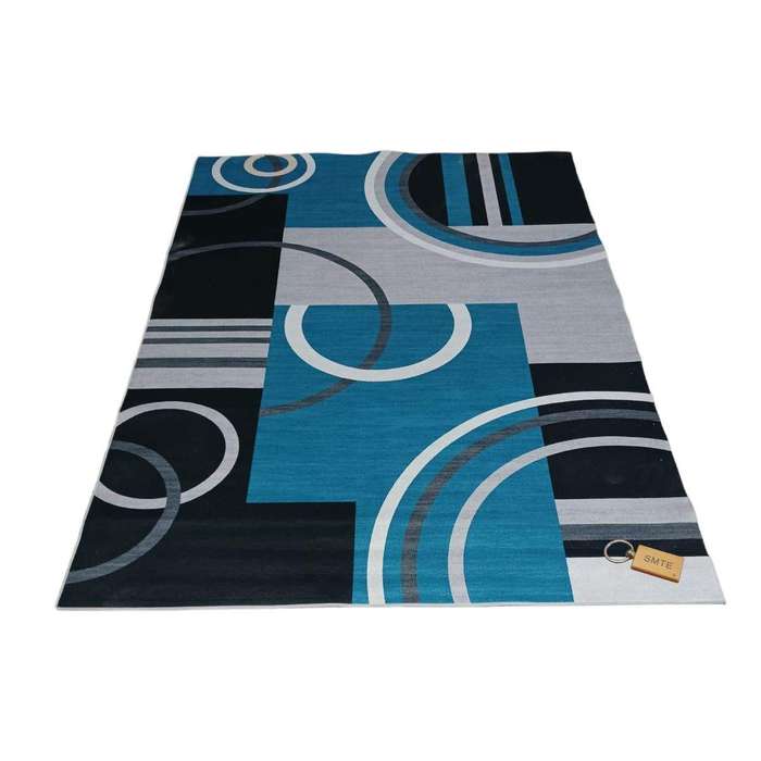 SMTE 200cm by 150cm - Modern 3D Geometric Design Area Rug A66 With SMTE Keyring with keychain