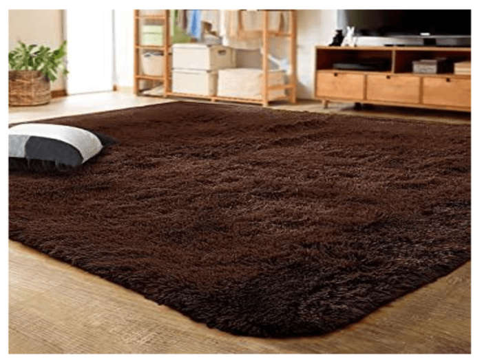 SMTE Fluffy Rug/Carpet - Plain Dark Brown with keychain