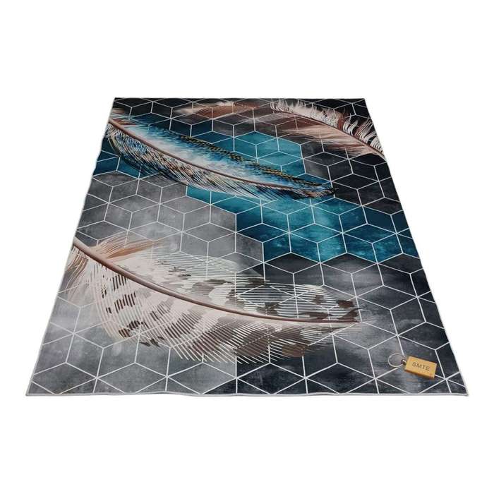 SMTE 200cm by 150cm - Modern 3D Geometric Design Area Rug A27 With SMTE Keyring with keychain
