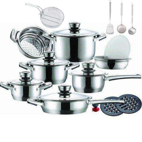 SMTE 21 Piece Stainless Steel Pot Set with keychain