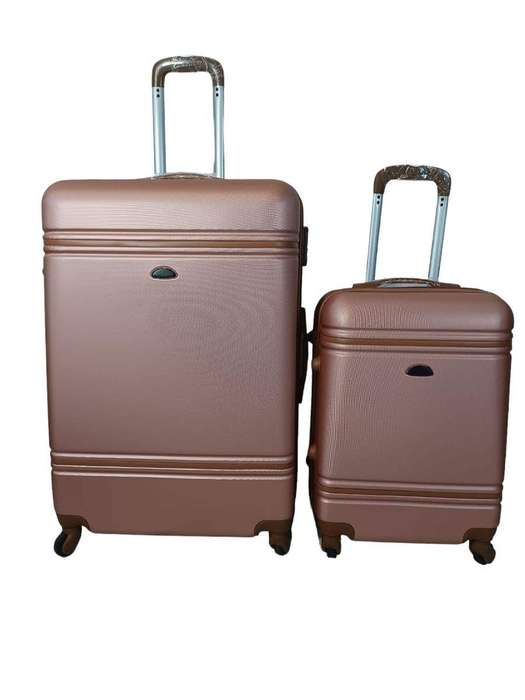 Smte - 2 Piece Hard Outer Shell Luggage Set - Pink with keychain