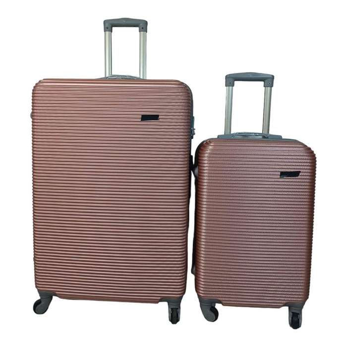SMTE 2 Piece Hard Outer Shell Luggage Set - Pink with keychain