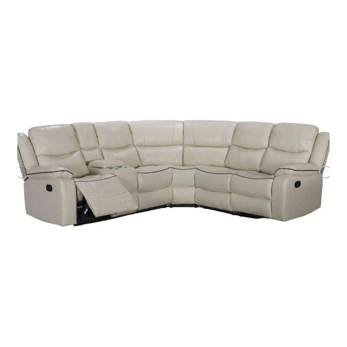 Smte - L Shape Leather Recliner Set - 9824CR - White with keychain