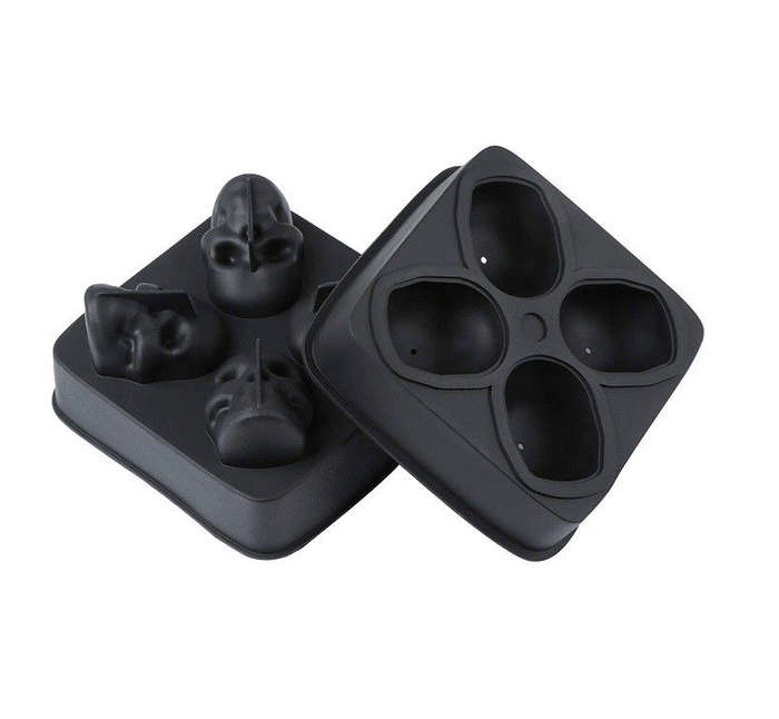 SMTE Skull Shape Silicone 3D Ice Cube Mold Tray - 2 Piece with keychain