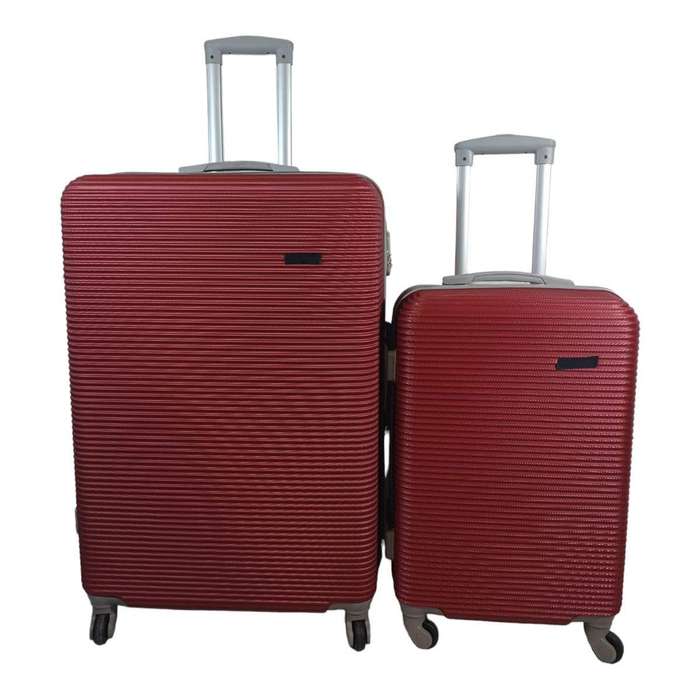 Smte Hard Outer Shell Luggage Set - Red - 2 Piece with keychain