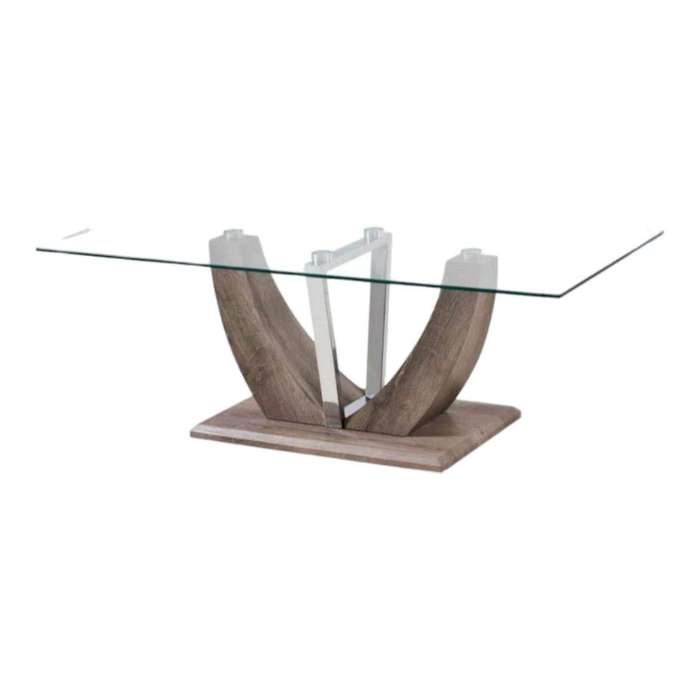 SMTE Bateau Glass Coffee Table - Nature - Brown with keychain