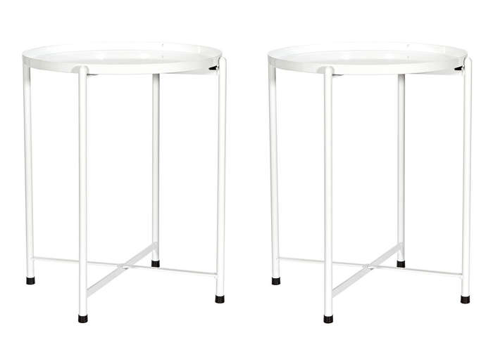 SMTE 2 x Metal Coffee Tables - White with keychain