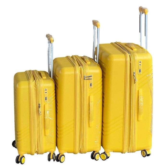 SMTE Le Emporer Unbreakable and Expandable Suitcase Set-30inch Luggage Set - Royal Yellow with ke...