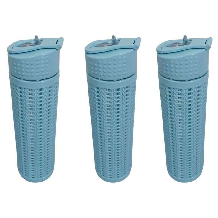 SMTE Water Bottle With Weaving Pattern - 3 Pack with keychain