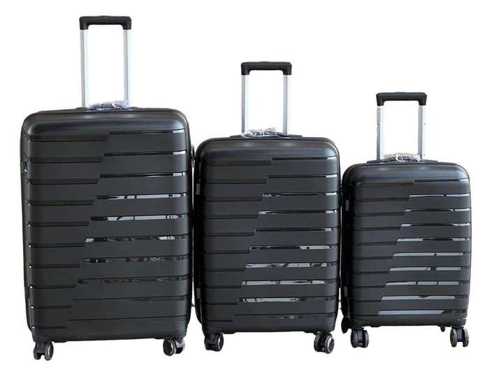 SMTE Unbreakable PP Luggage-3 Piece Suitcase Set 29inch - Black with keychain