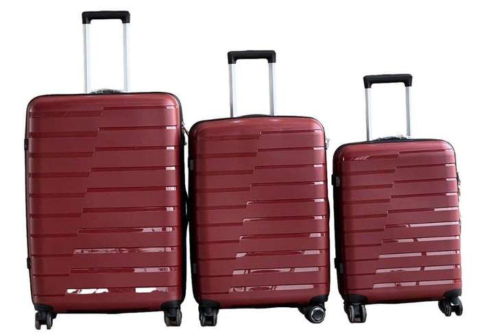 SMTE Unbreakable PP Luggage-3 Piece Suitcase Set 29inch - Burgundy with keychain
