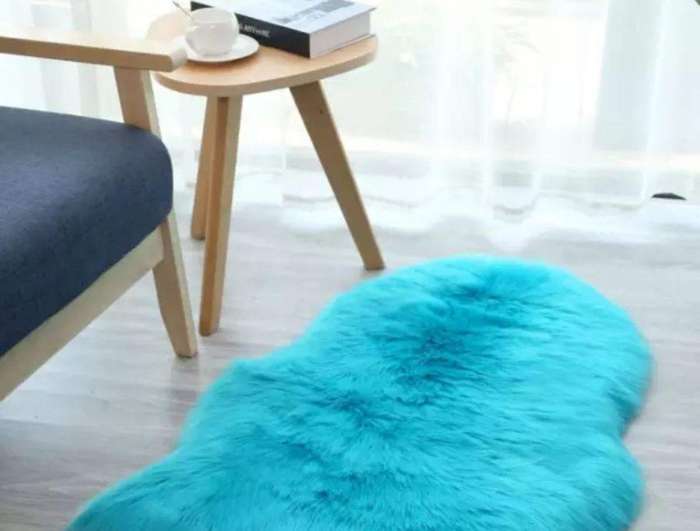 SMTE Fluffy Runner Rug/ Carpet - Sky Blue with keychain