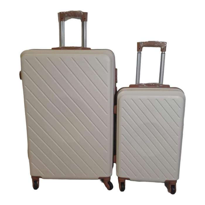 Smte - 2 Piece Hard Outer Shell Luggage Set Premium ZT - White with keychain