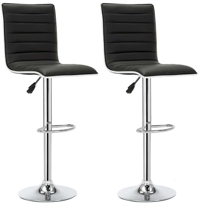 SMTE 2 x Stylish Modern Bar Stools - Black with keychain