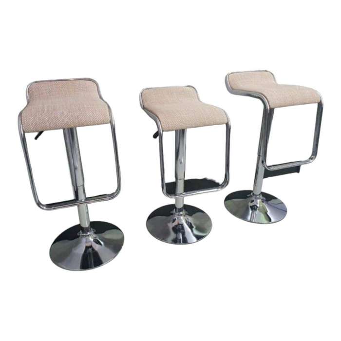 Smte - Bamboo Rattan Bar Stools - Set of 3-Cream with keychain