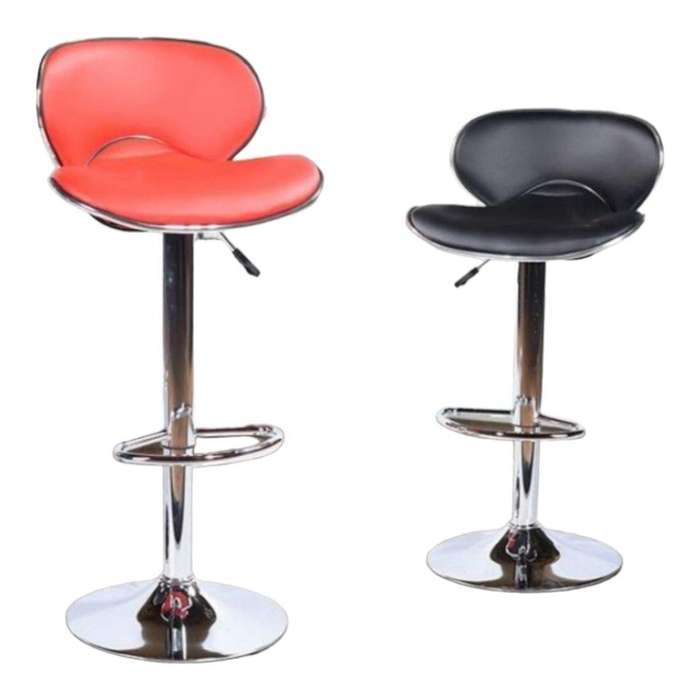 Smte - Bar Stools with Arms and Chrome Base - Set of 2 -Black & Red with keychain