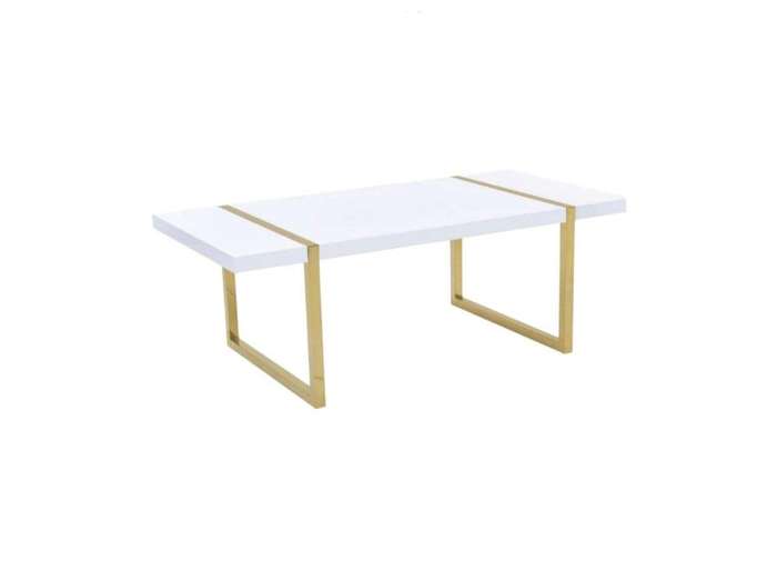 SMTE Wood Dining Table with Metal Legs -White with keychain