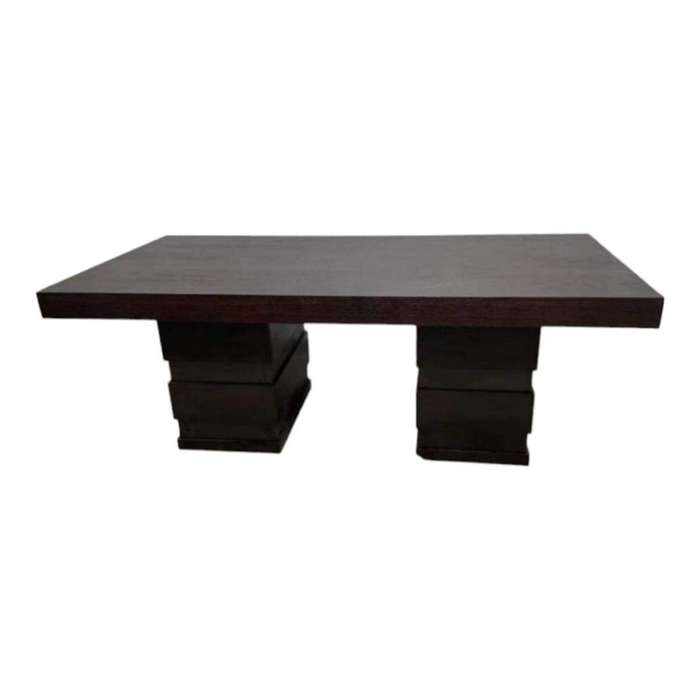 SMTE Modern Wooden Coffee Table - Dark Brown with keychain