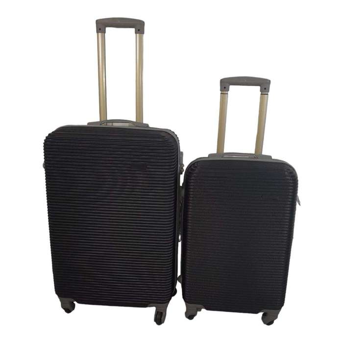 Smte Hard Outer Shell Luggage - 2 Piece - Black with keychain
