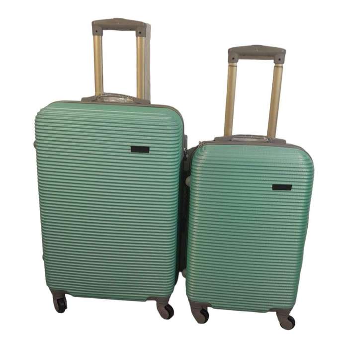 Smte Hard Outer Shell Luggage - 2 Piece - Green with keychain