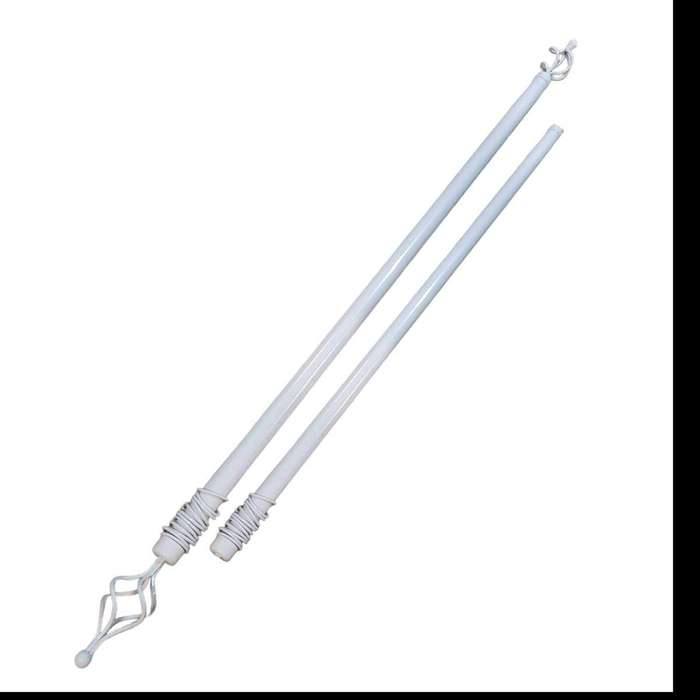SMTE Expandable Curtain Double Rod With Twisted Cage Finial - (3M) - White with keychain