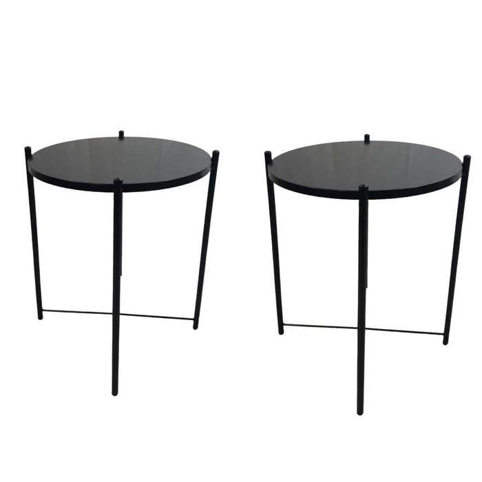 SMTE Round Occasional Coffee Table - Set of 2 - Black with keychain