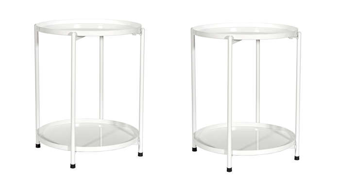 SMTE 2 x White Metal Coffee Table with keychain